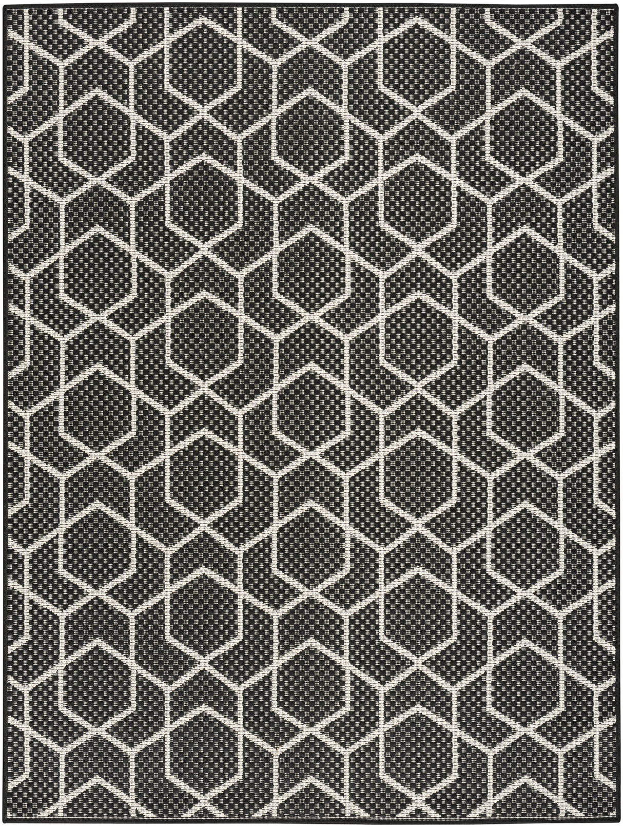 Nourison Horizon Indoor/Outdoor HOZ01 Black Contemporary Area Rugs