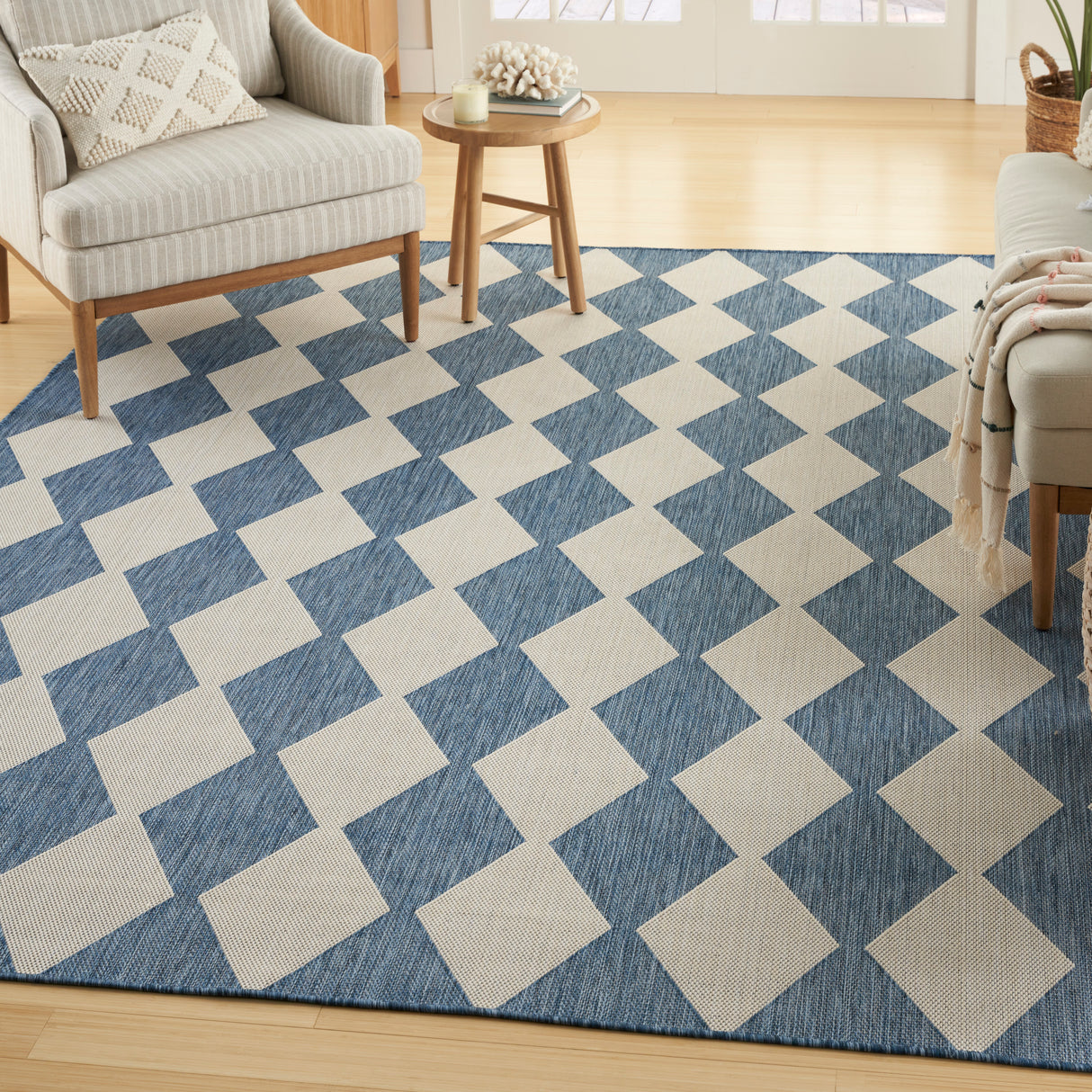 Nourison Positano POS04 Machine Made Navy, Blue Rug