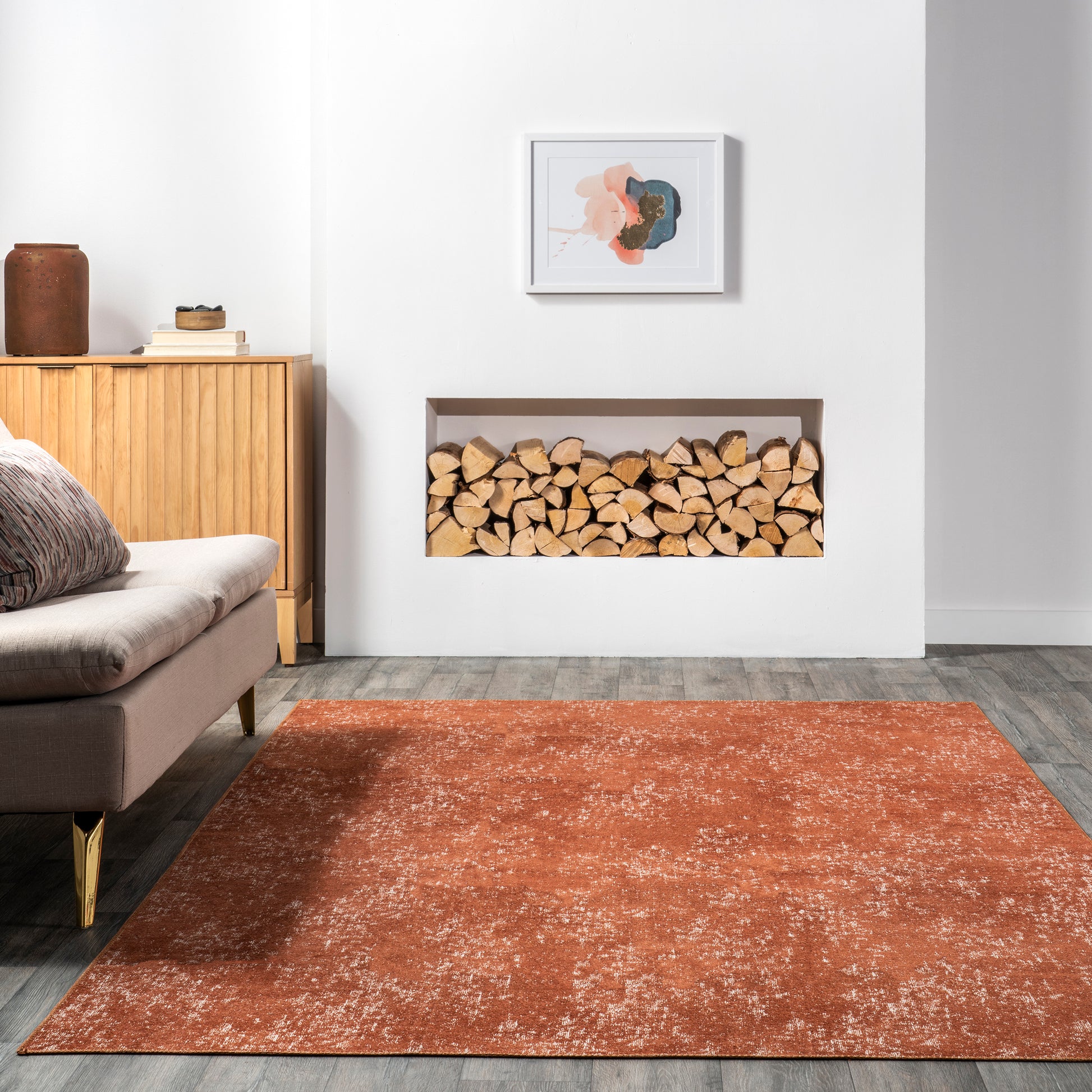 Nuloom Elspeth Casual Faded Bies01E Orange Area Rug