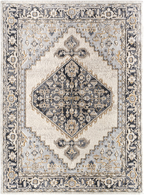 Surya Zidane Zdn-2300 White, Gray, Black, Medium Brown, Light Beige, Dark Brown Rug.