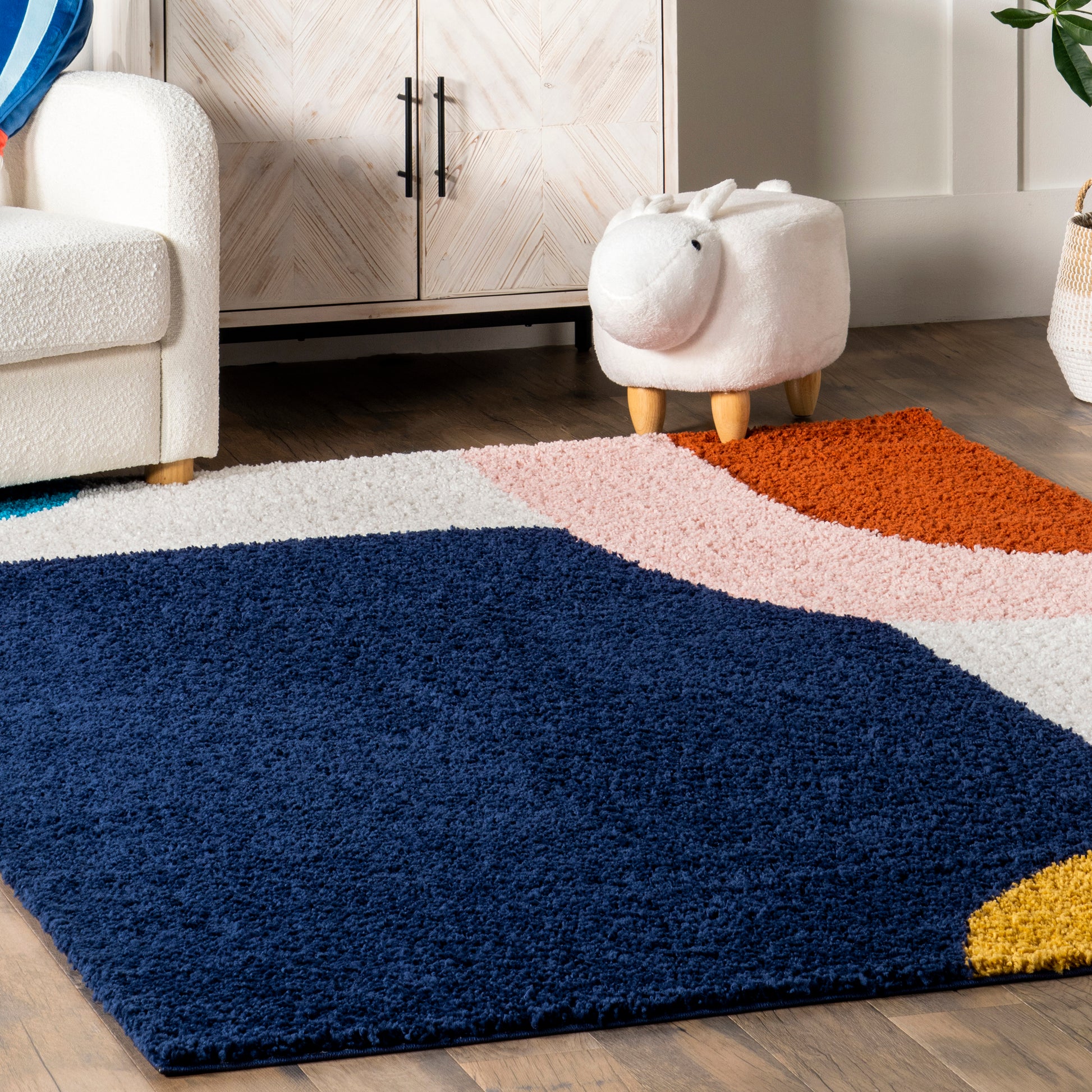 Nuloom Ellyn Abstract Shapes Ozez08A Blue Area Rug