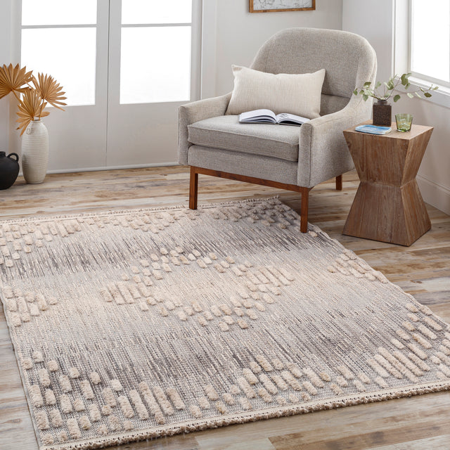 Surya Zaragoza Zrz-2303 Medium Gray, Light Slate, Charcoal, Light Beige, Light Gray Rug.