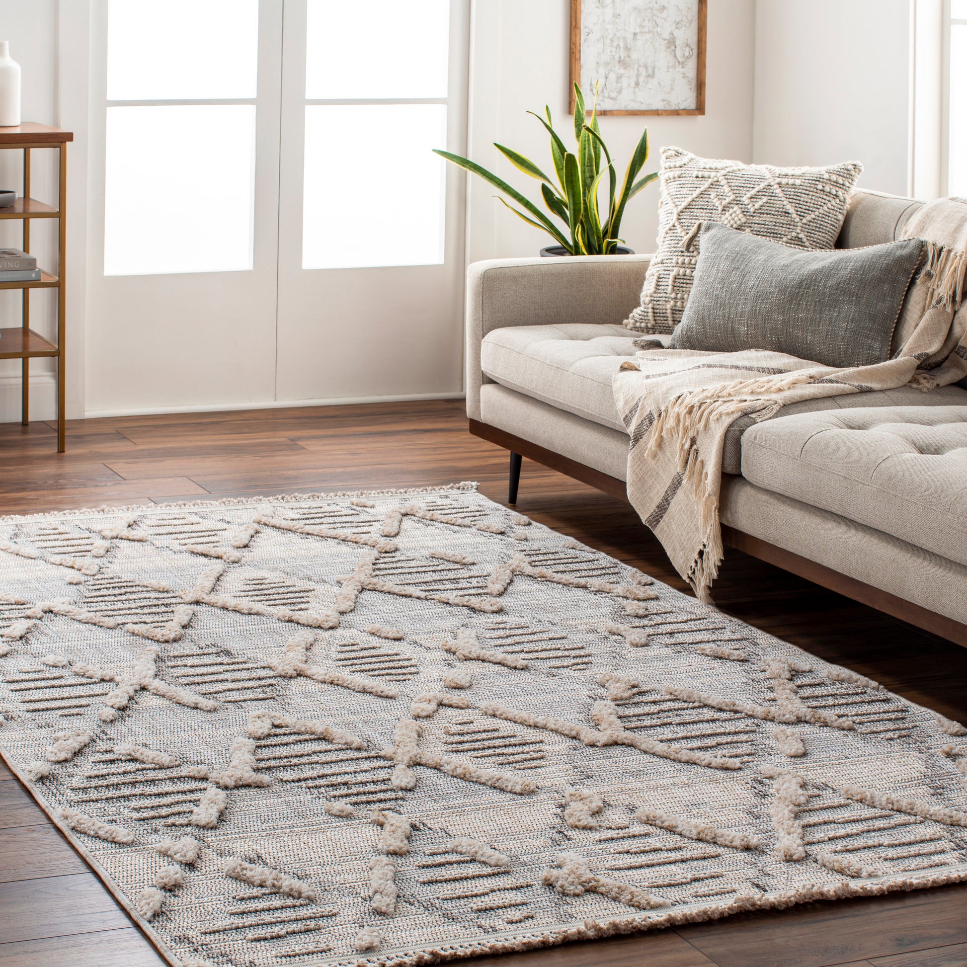 Surya Zaragoza Zrz-2311 Medium Gray, Light Beige, Cream, Charcoal, Light Gray Area Rug