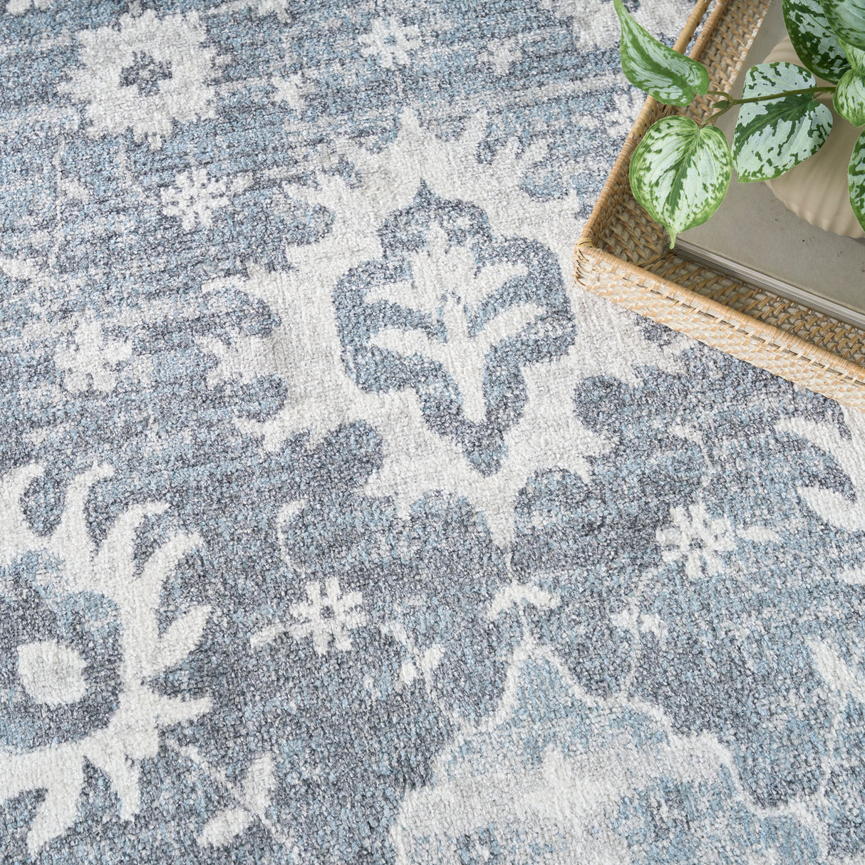Nourison Astra Machine Washable ASW19 Machine Made Denim Rug