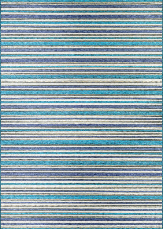 Couristan Cape Brockton 1403/0002 Cobalt / Teal Striped Area Rug