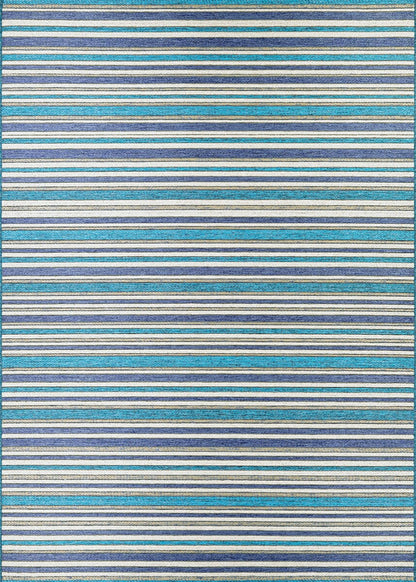 Couristan Cape Brockton 1403/0002 Cobalt / Teal Striped Area Rug