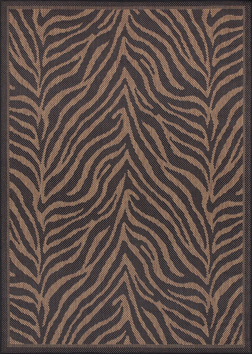 Couristan Recife Zebra 1514/0121 Black / Cocoa Animal Prints /Images Area Rug