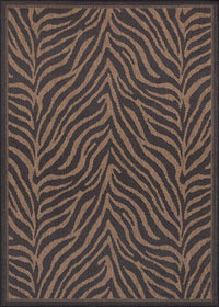 Couristan Recife Zebra 1514/0121 Black / Cocoa Animal Prints /Images Area Rug