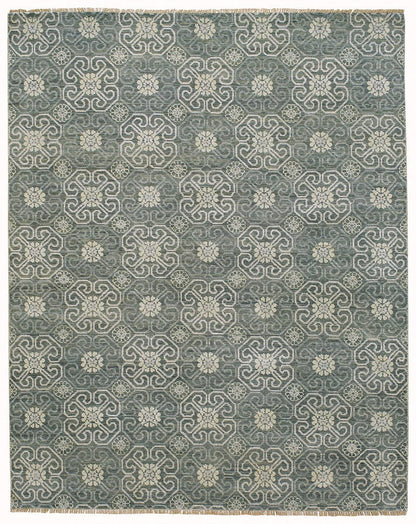 Capel Burmesse-Flower 1881 Pewter Damask Area Rug