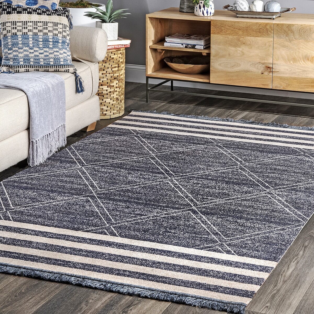 AreaRugs.com Nakra Thjc65I Blue Moroccan Area Rug