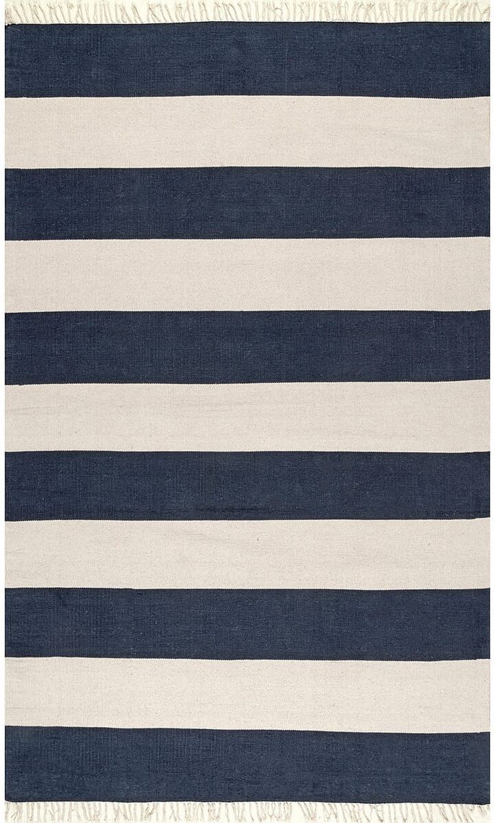 AreaRugs.com Nakra Gajt62N Navy Striped Area Rug