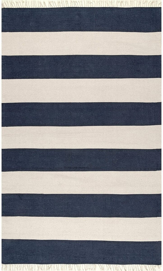 AreaRugs.com Nakra Gajt62N Navy Striped Area Rug