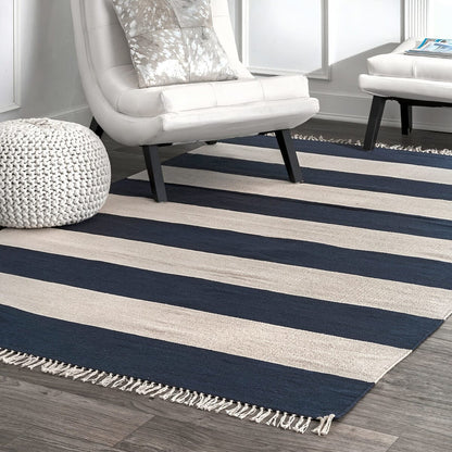 AreaRugs.com Nakra Gajt62N Navy Striped Area Rug