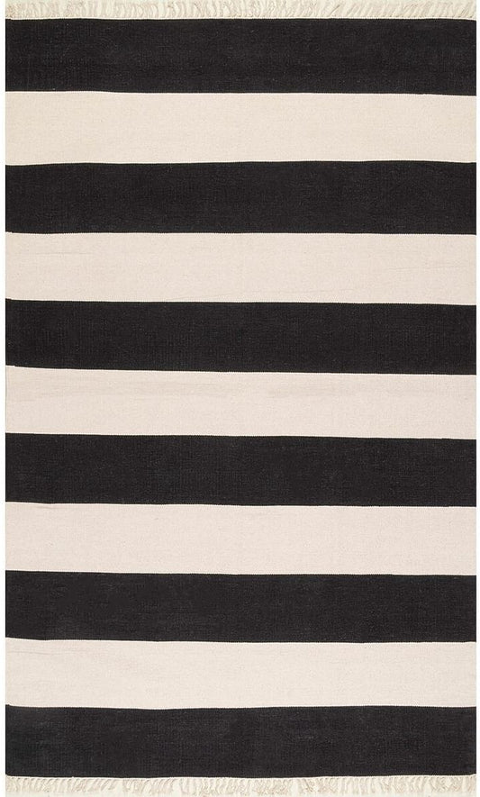 AreaRugs.com Nakra Gajt62N Black Striped Area Rug