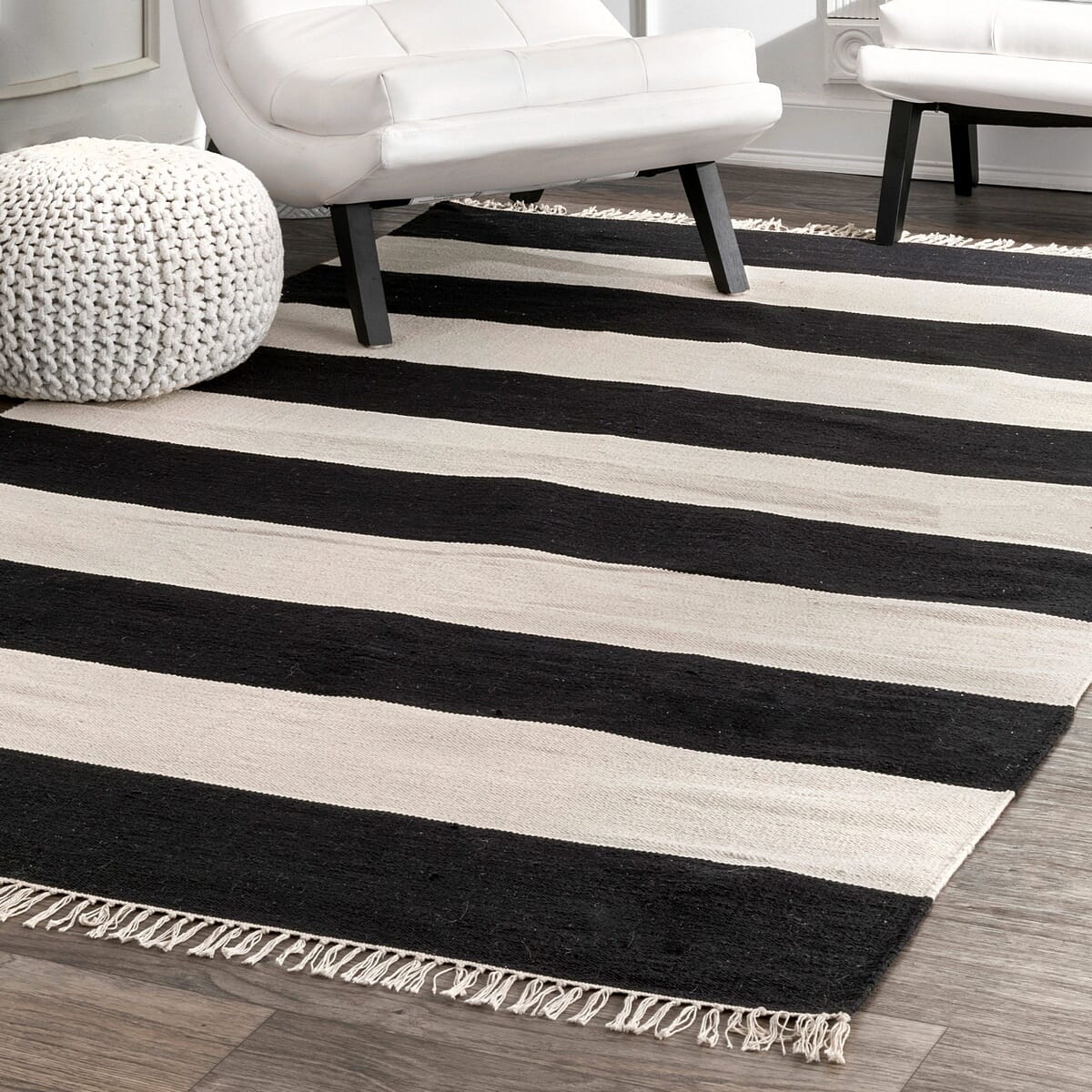 AreaRugs.com Nakra Gajt62N Black Striped Area Rug