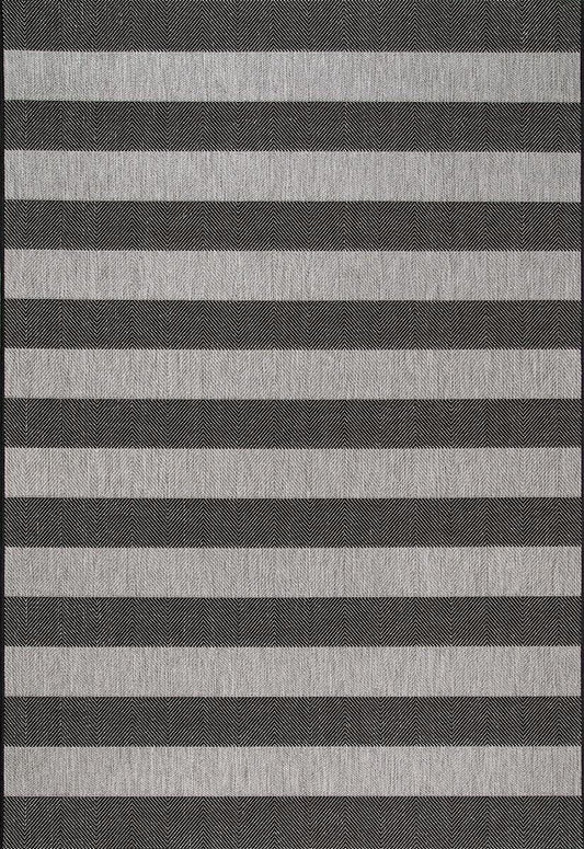 AreaRugs.com Nakra Fdhr49I Black Striped Area Rug