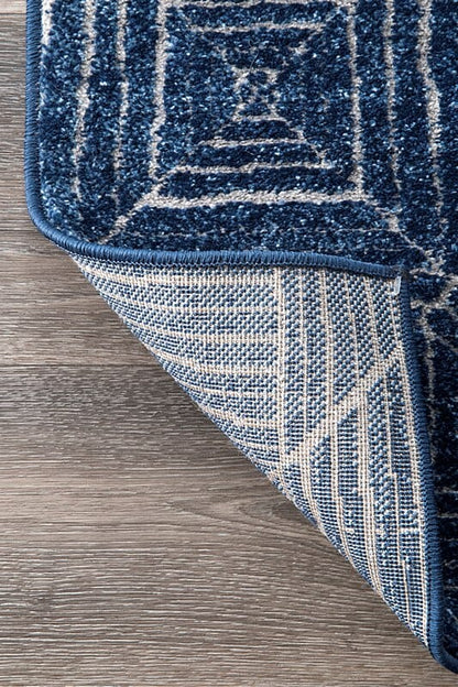 AreaRugs.com Nakra Omja68I Blue Damask Area Rug