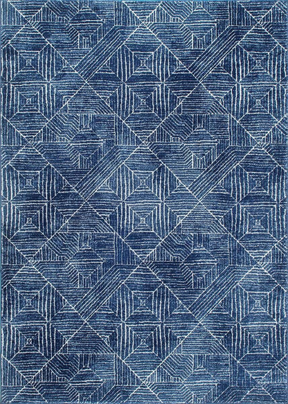 AreaRugs.com Nakra Omja68I Blue Damask Area Rug