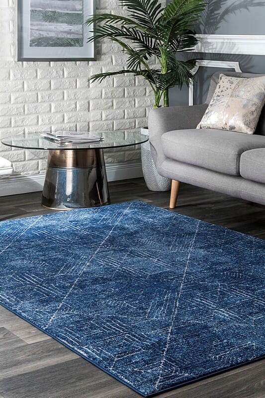 AreaRugs.com Nakra Omja68I Blue Damask Area Rug