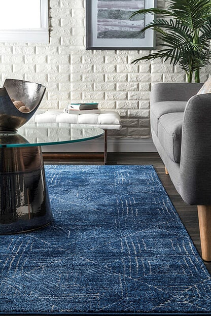 AreaRugs.com Nakra Omja68I Blue Damask Area Rug