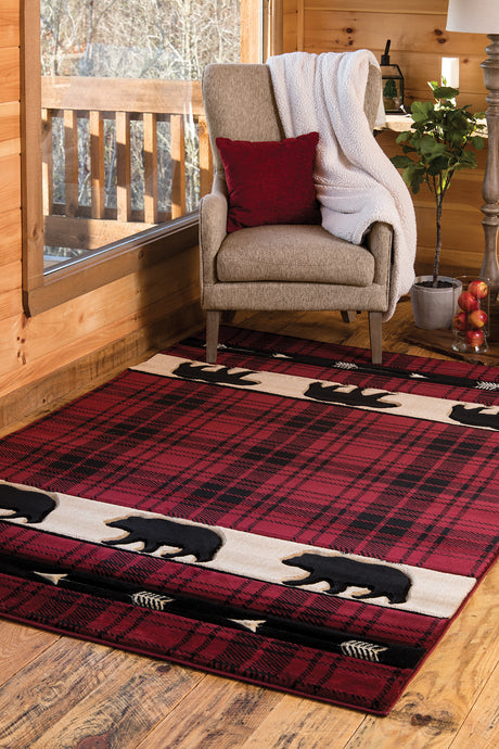 United Weavers Cottage Tartan Bear Burgundy (2055-41434) Area Rug