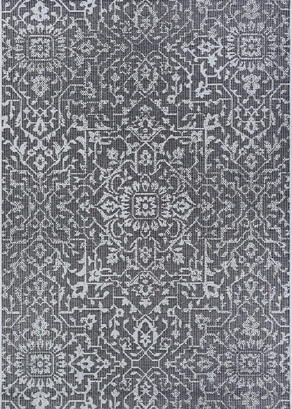 Couristan Monte Carlo Palmette 2329/3108 Black / Grey / Ivory Area Rug