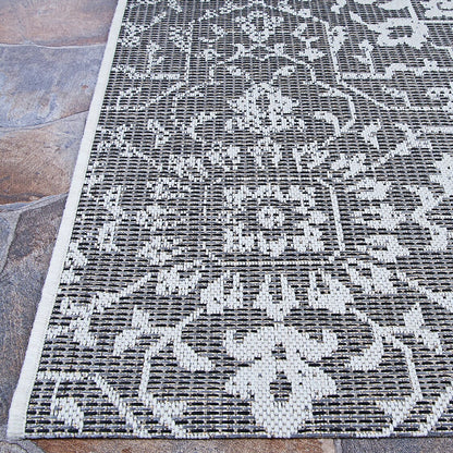 Couristan Monte Carlo Palmette 2329/3108 Black / Grey / Ivory Area Rug