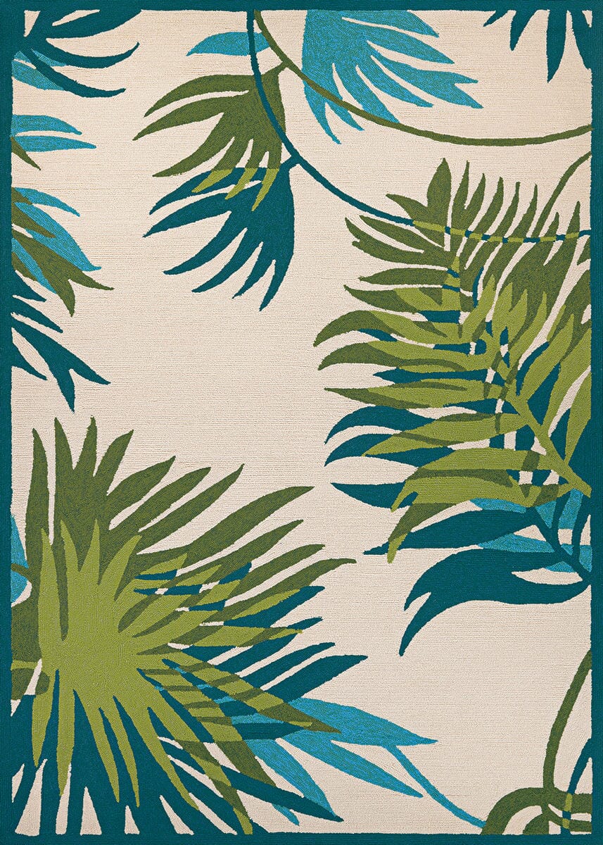 Couristan Covington Jungle Leaves 2992/0505 Ivory / Forest Green Tropical Area Rug