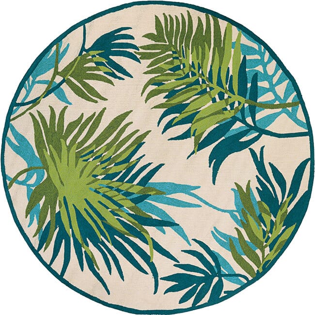 Couristan Covington Jungle Leaves 2992/0505 Ivory / Forest Green Tropical Area Rug