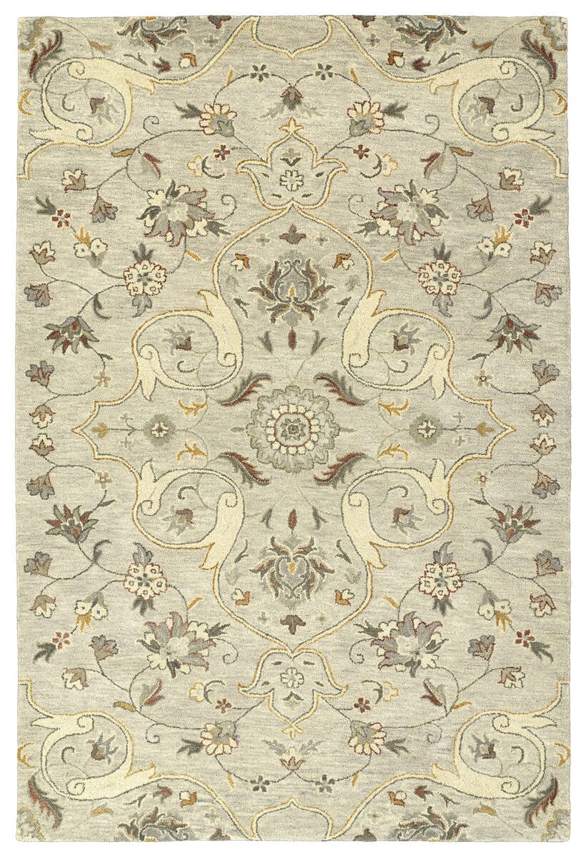 Kaleen Helena 3213-107 Mushroom , Silver , Jade , Linen Area Rug