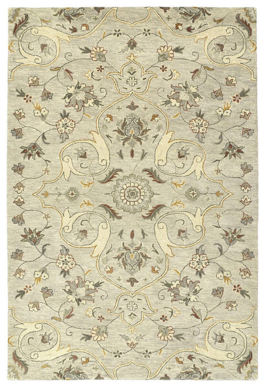 Kaleen Helena 3213-107 Mushroom , Silver , Jade , Linen Area Rug