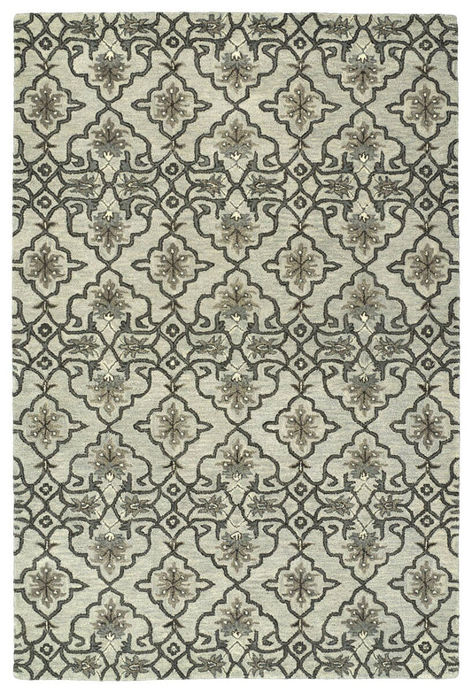 Kaleen Helena 3214-88 Mint , Medium Grey , Steel Blue Damask Area Rug