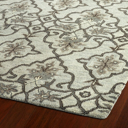 Kaleen Helena 3214-88 Mint , Medium Grey , Steel Blue Damask Area Rug