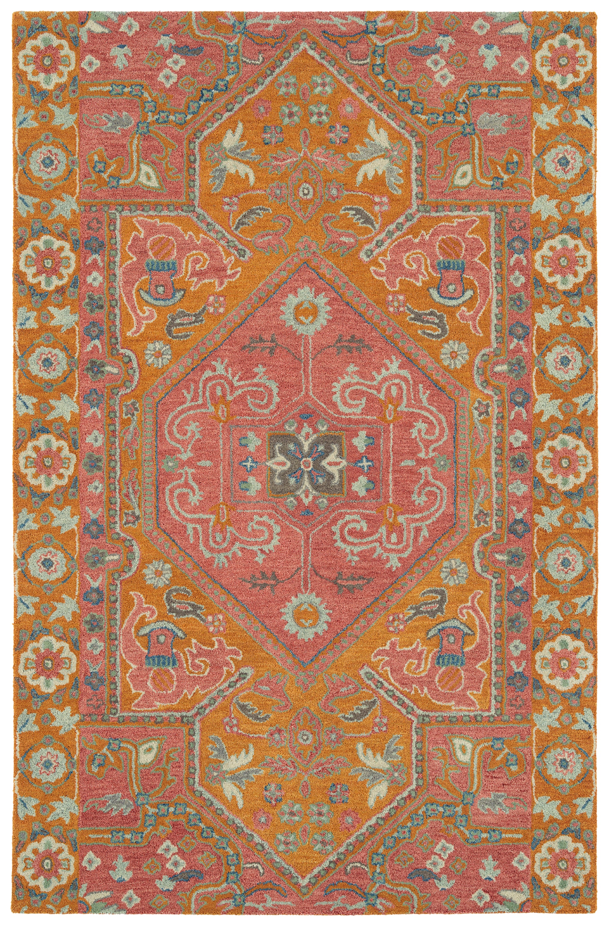 Kaleen Helena 3219-92 Pink, Orange, Silver, Gray Area Rug