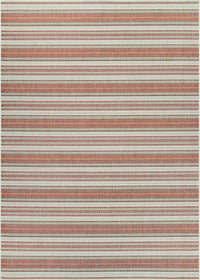 Couristan Monaco Marbella 6041/3151 Coral / Ivory / Pewter Striped Area Rug