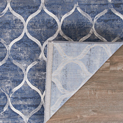 Couristan Easton Ogee 6345/5676 Dusk Blue Geometric Area Rug