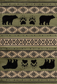 United Weavers Woodside Bear Imprint Green (712-30845) Lodge Area Rug