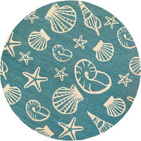 Couristan Outdoor Escape Cardita Shells 7334/0220 Turquoise / Ivory Coastal Area Rug