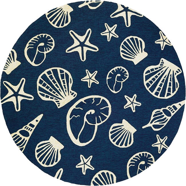 Couristan Outdoor Escape Cardita Shells 7334/0313 Navy / Ivory Coastal Area Rug