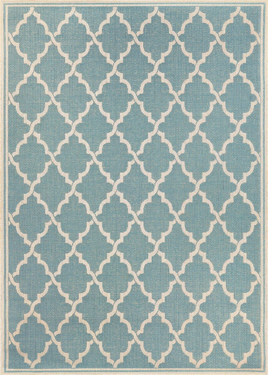 Couristan Monaco Ocean Port 7881/1034 Turquoise / Sand Geometric Area Rug