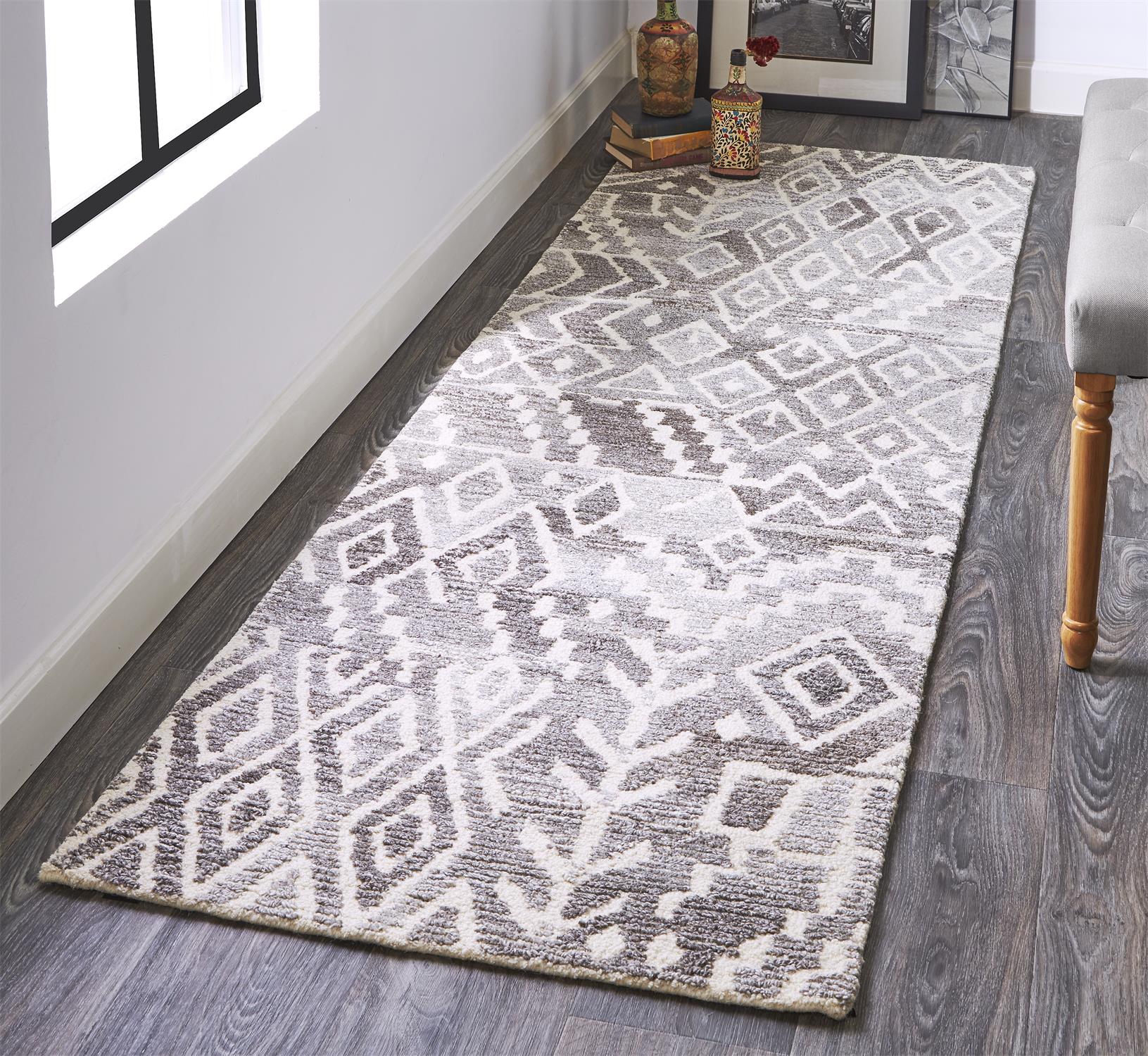 Feizy Asher 8771F Gray/White Area Rug