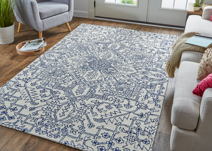 Feizy Belfort 8778F Ivory/Blue Area Rug