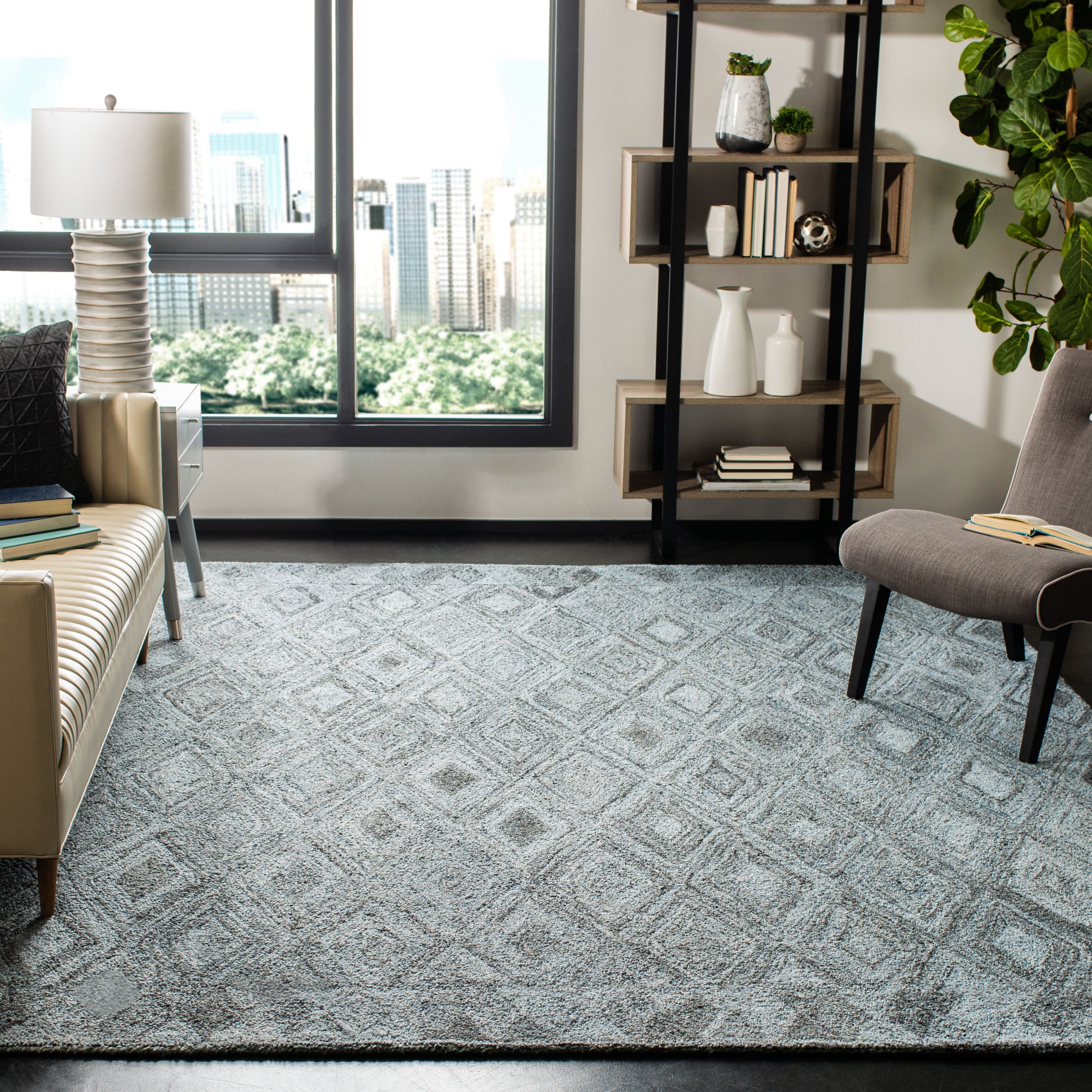 Safavieh Abstract Abt618M Blue/Black Area Rug