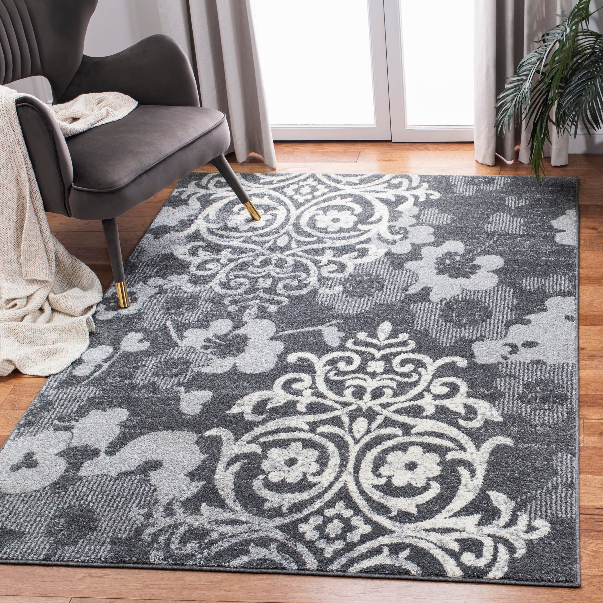 Safavieh Adirondack Adr114H Charcoal/Ivory Area Rug