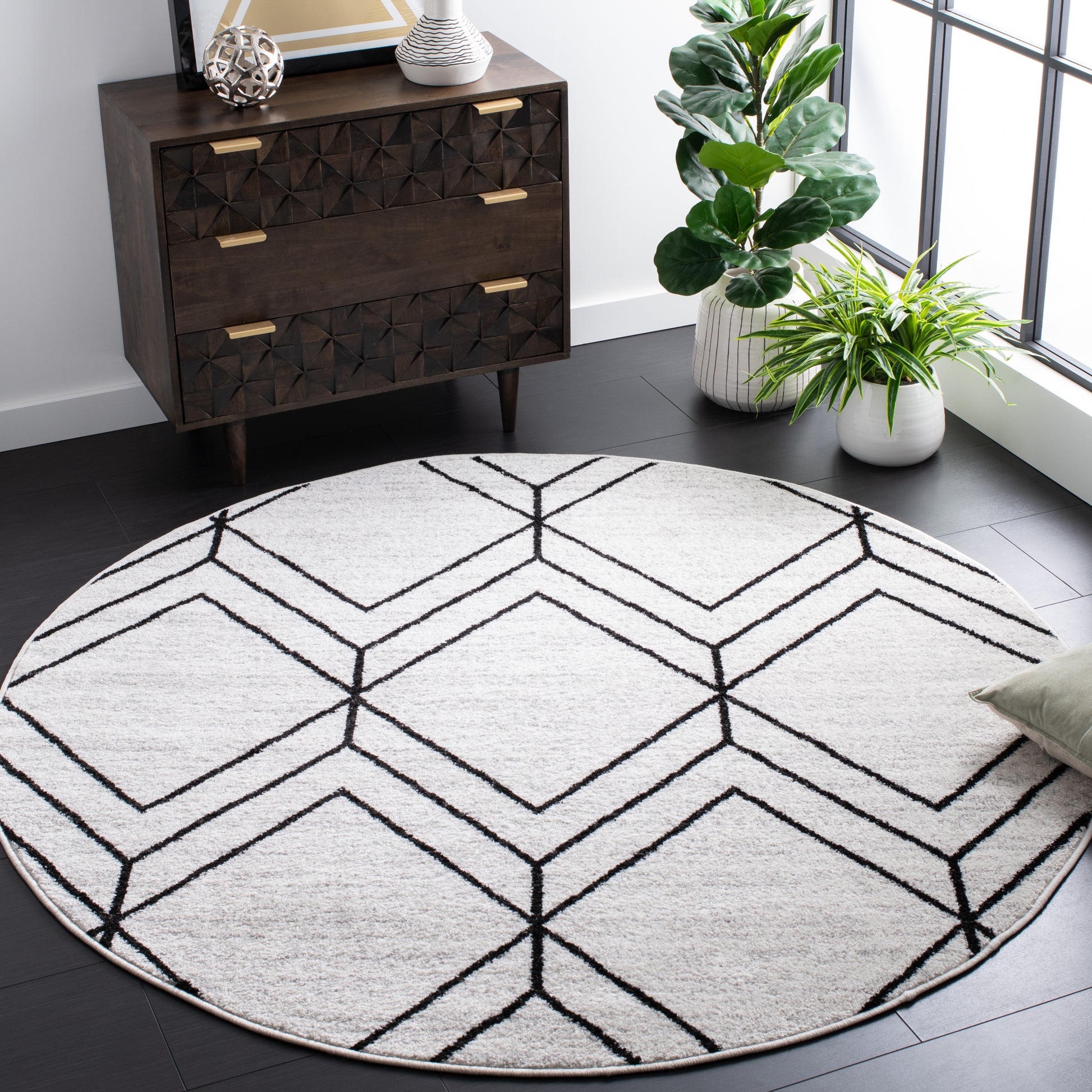 Safavieh Adirondack Adr241F Light Grey/Black Area Rug