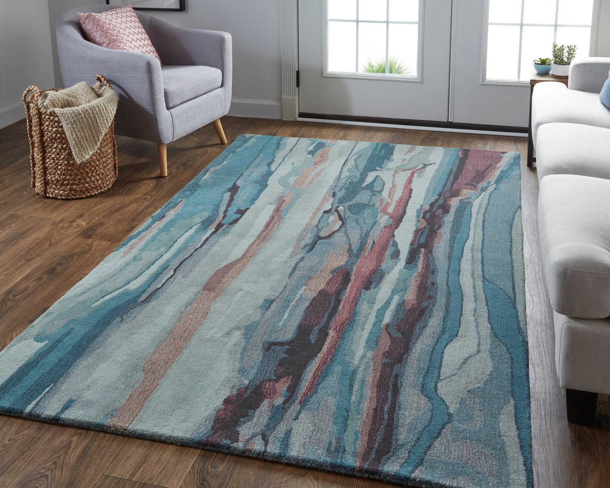Feizy Amira 8634F Teal/Red Area Rug