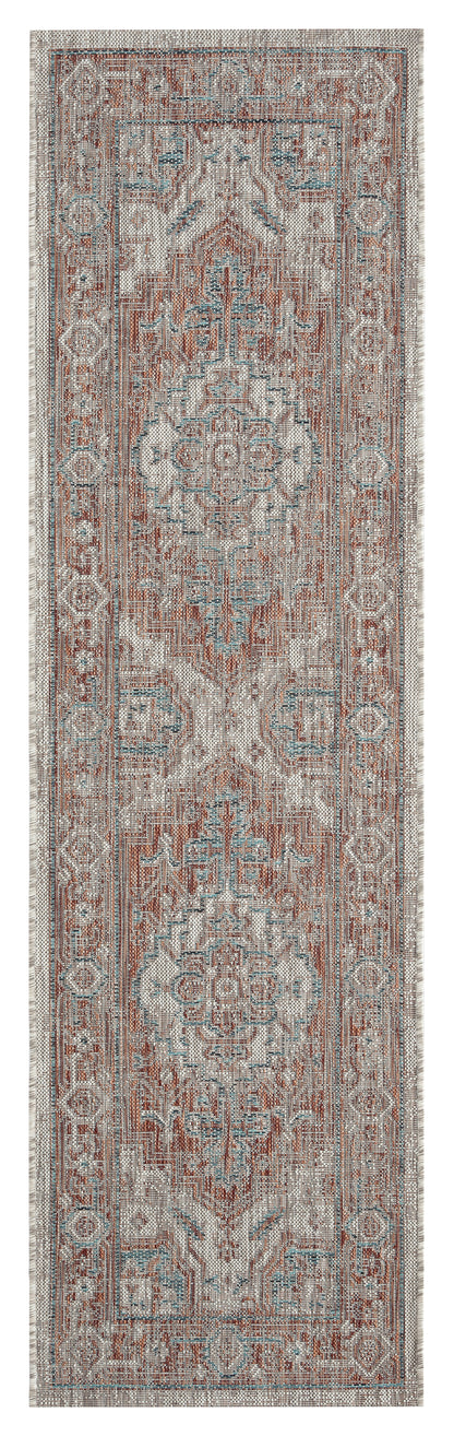 Kaleen Arelow Are02-53 Paprika, Teal, Gray, White Area Rug