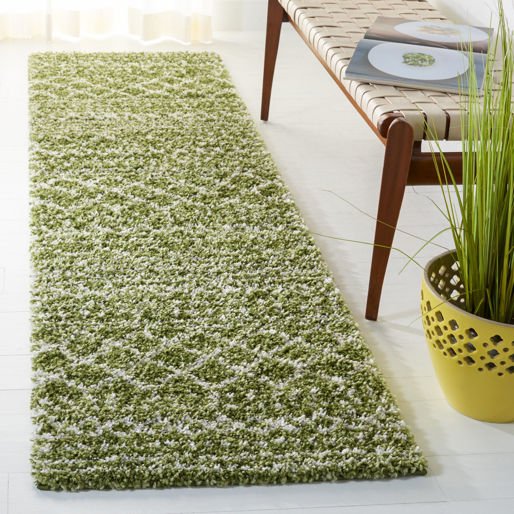 Safavieh Arizona Shag Asg741X Green/Ivory Area Rug