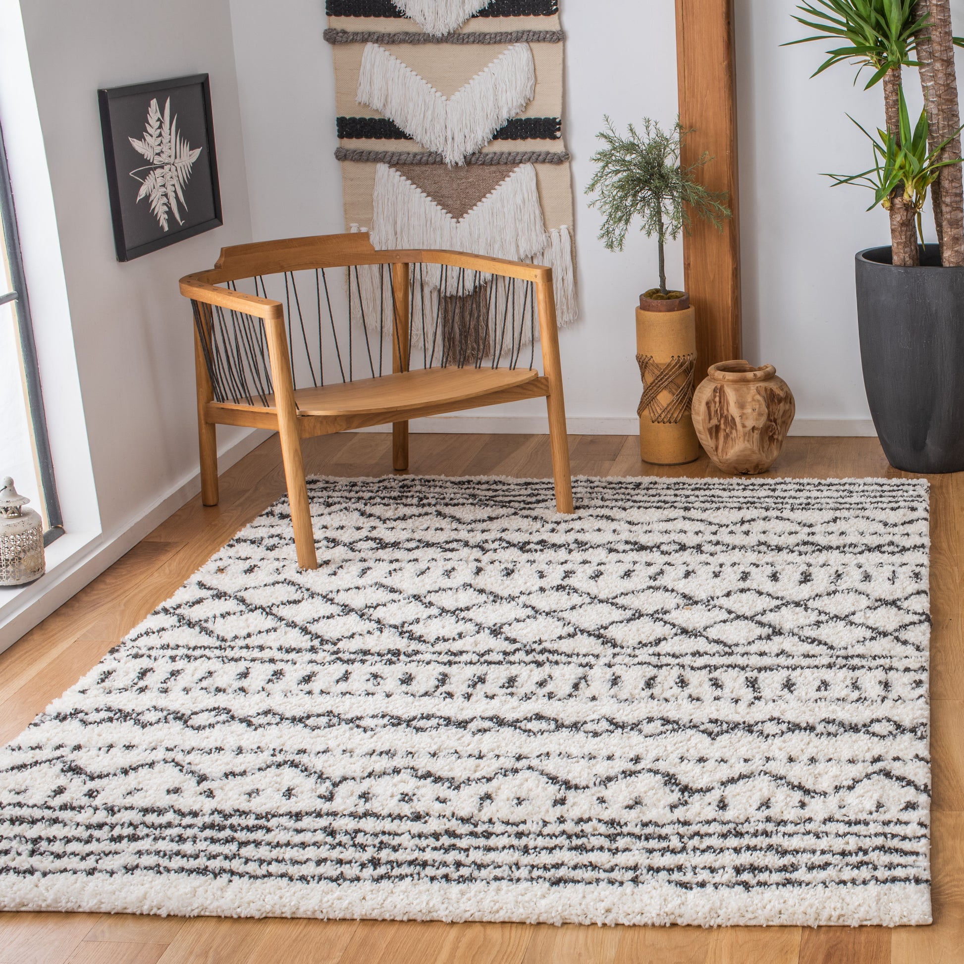 Safavieh Arizona Shag Asg741Z Ivory/Black Area Rug