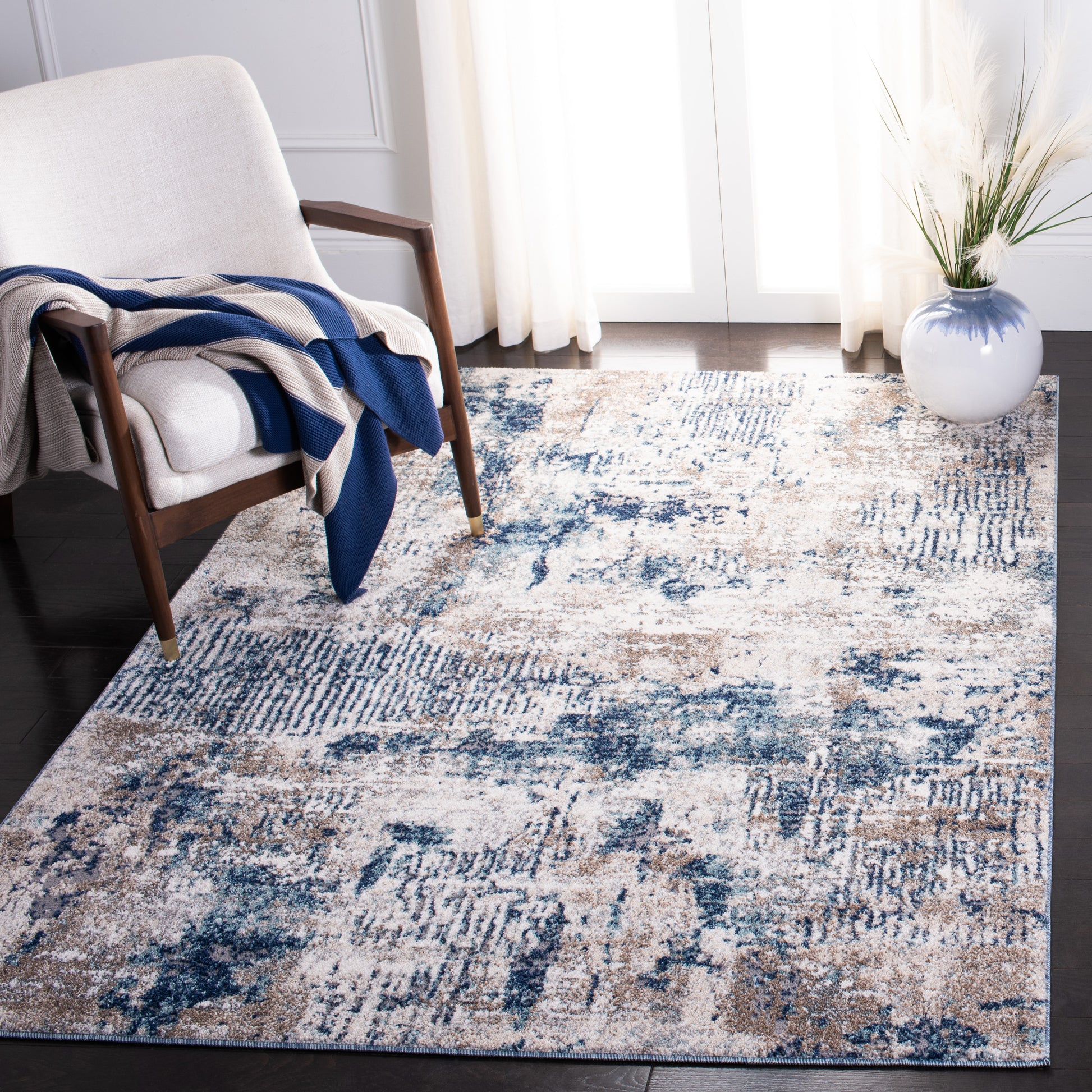 Safavieh Aston Asn712F Grey/Navy Area Rug